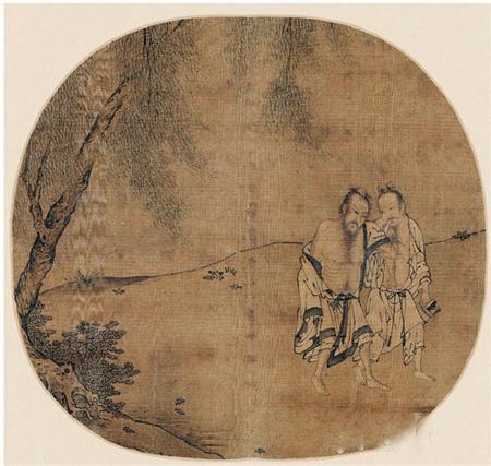 柳荫醉归图页