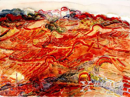 黄永生《晚钟》水彩  2015年